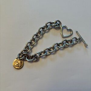 Sterling Bracelet Heart and Arrow Toggle Stamped 925